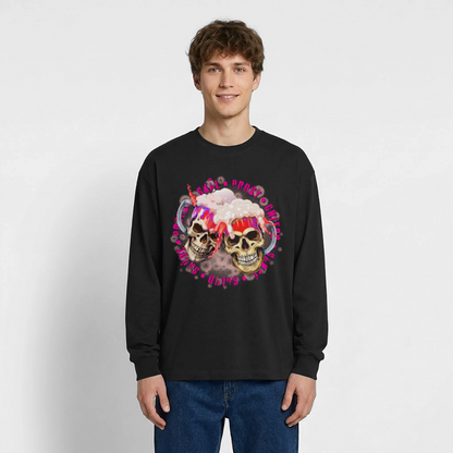 Party Skull Design Pink – Oversized Langarmshirt - Schwarz