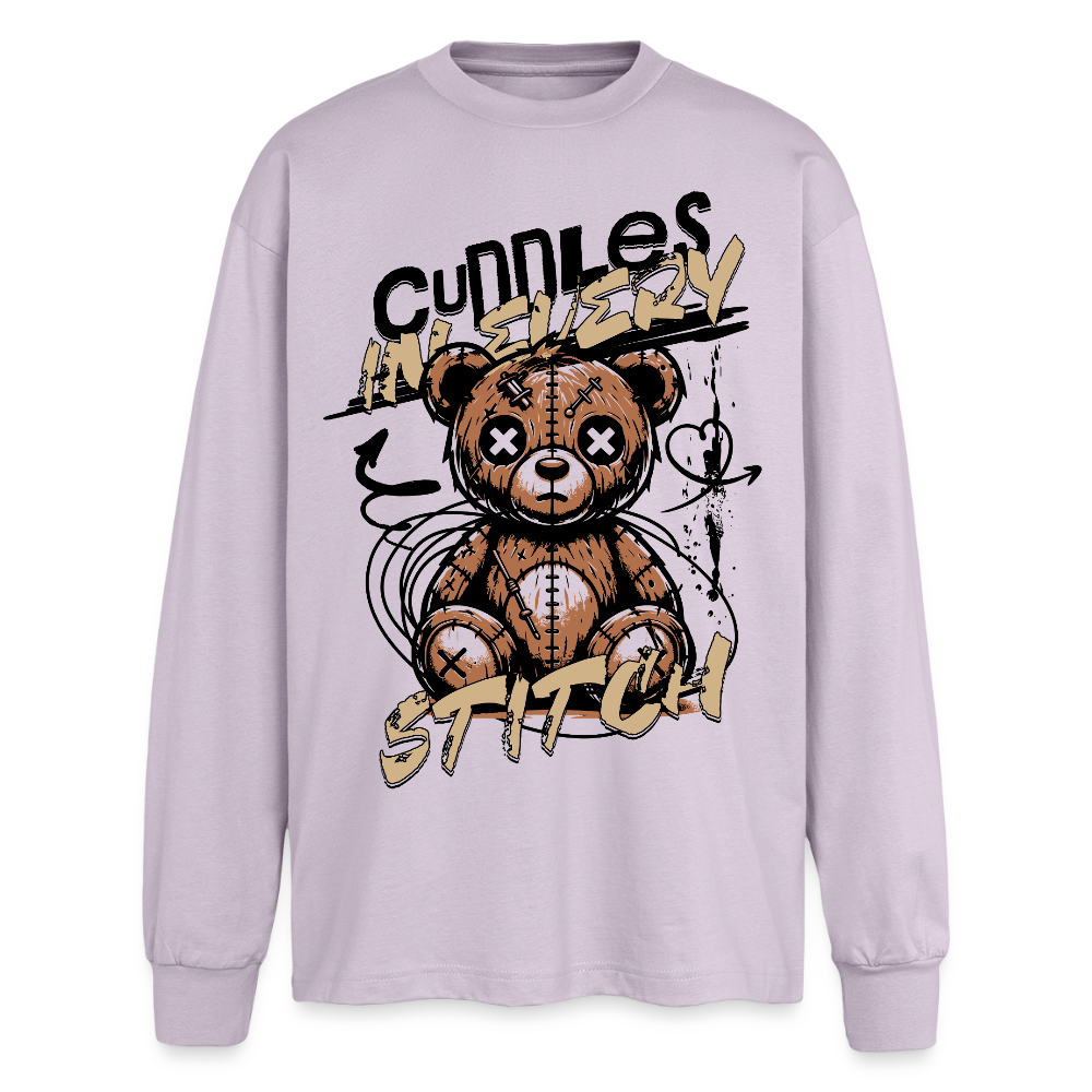 Bear Design – Oversized Langarmshirt - verblasstes Lila