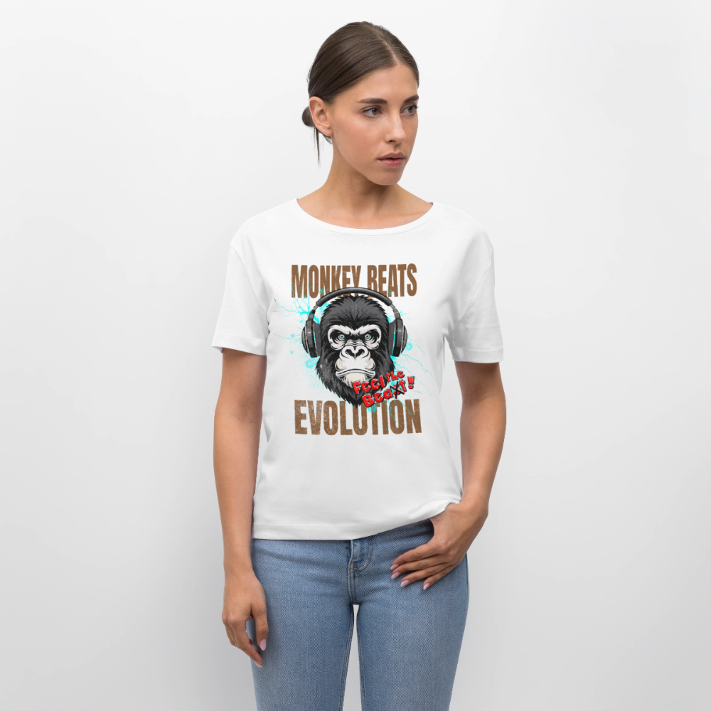 Monkey Beats Design – Rundhals Frauen Bio-T-Shirt - Weiß