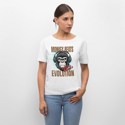 Monkey Beats Design – Rundhals Frauen Bio-T-Shirt - Weiß