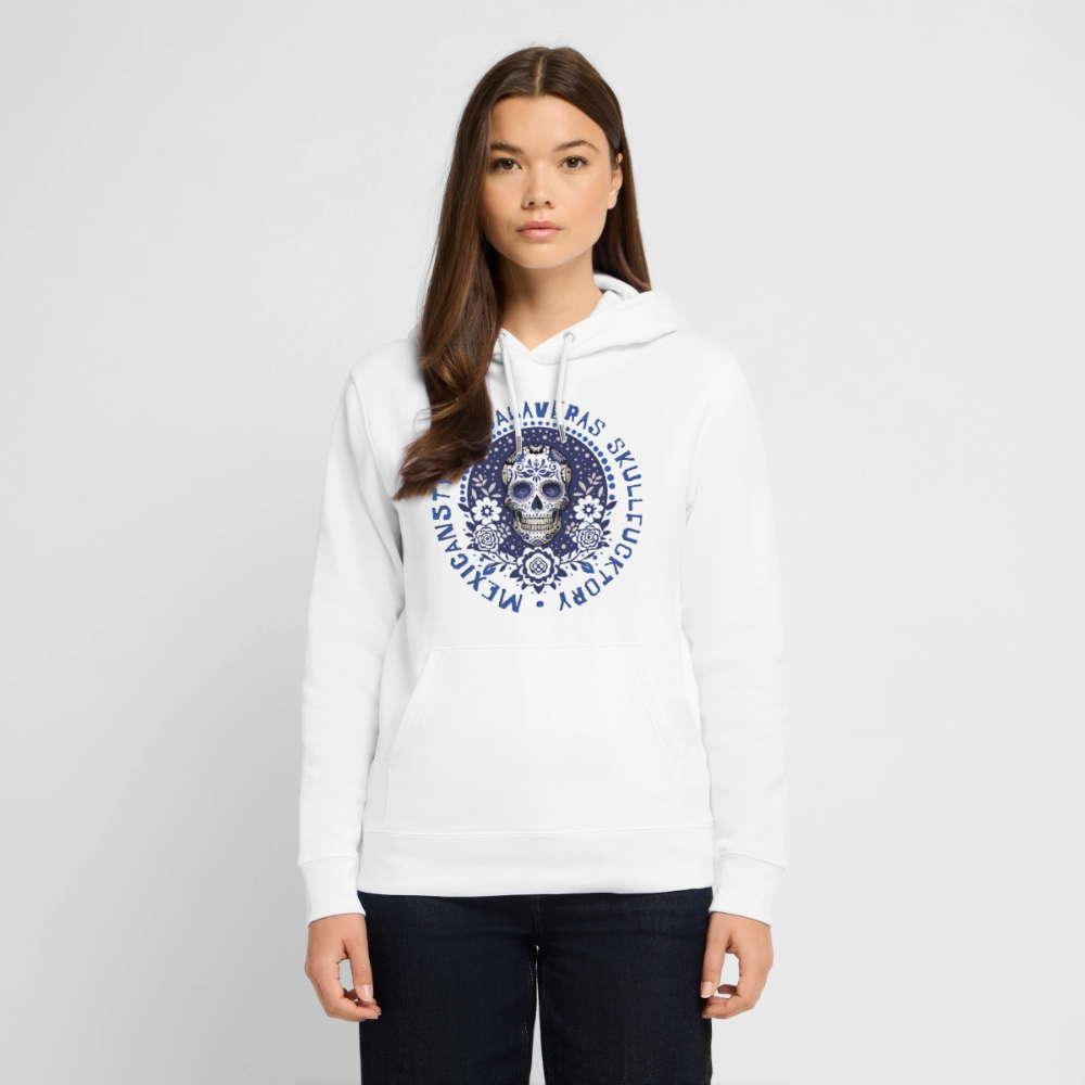 Sugar Skull Blau Design – Unisex Bio-Hoodie - Weiß