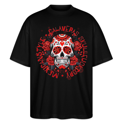 Sugar Skull Rosen Design - Oversized Unisex Bio T-Shirt - Schwarz