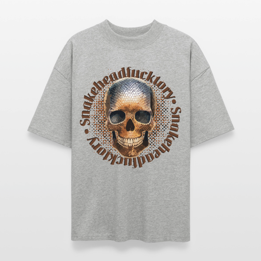 Snake Skull Design – Oversized Unisex Bio T-Shirt - Grau meliert
