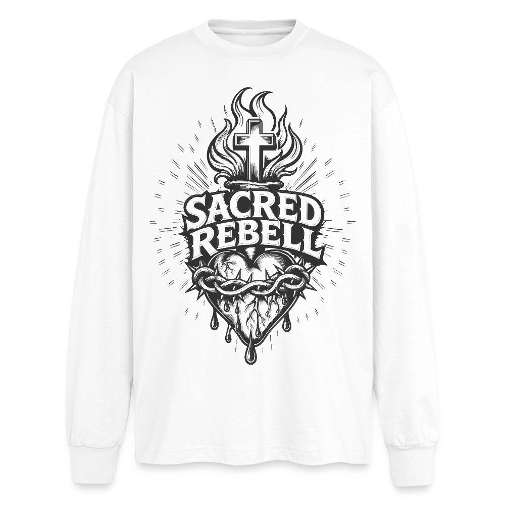 Sacred Rebell Design – Oversized Langarmshirt - Weiß