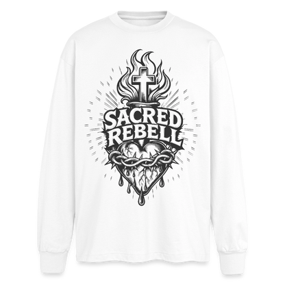 Sacred Rebell Design – Oversized Langarmshirt - Weiß