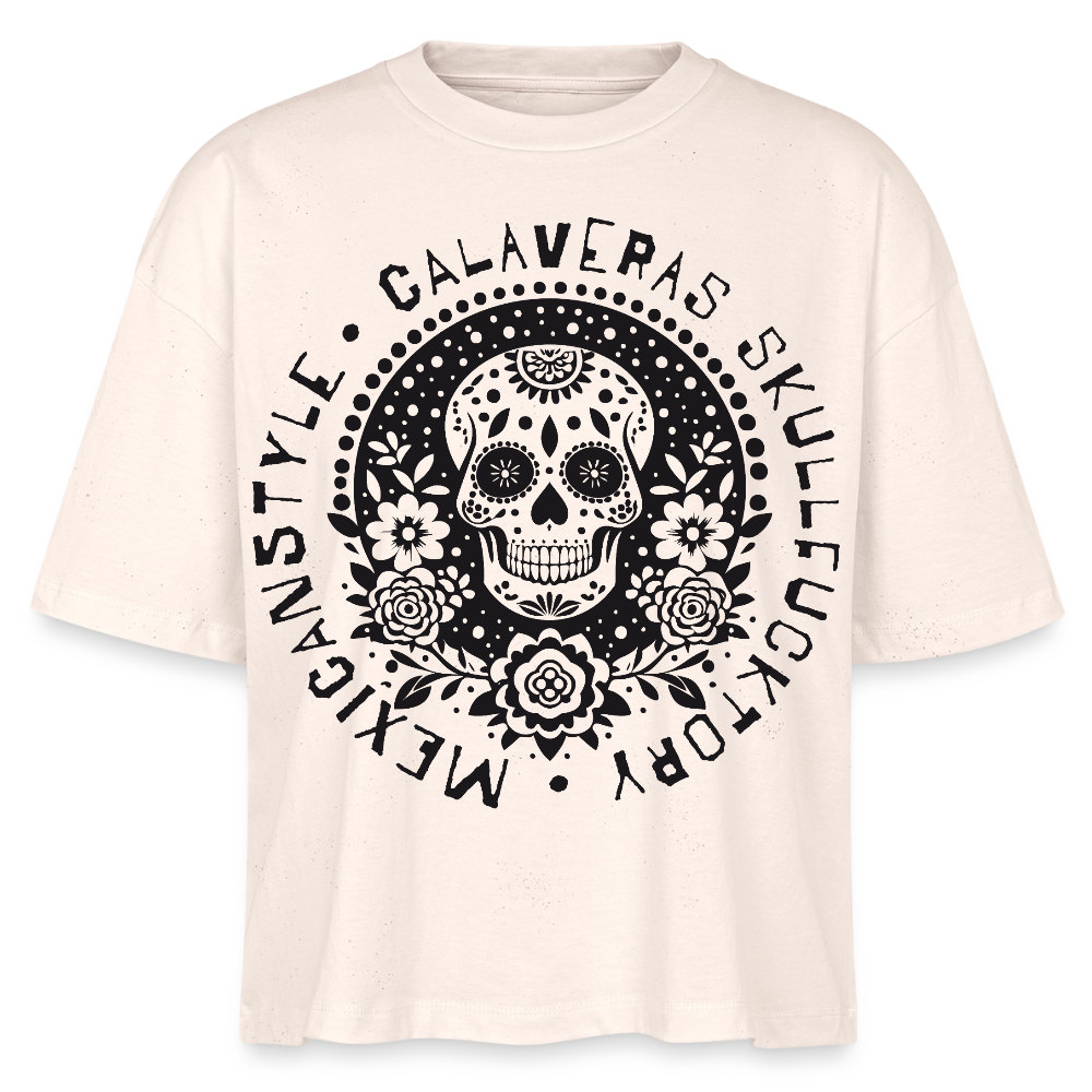 Sugar Skull Black Design – Frauen Boxy Bio-T-Shirt - Natur