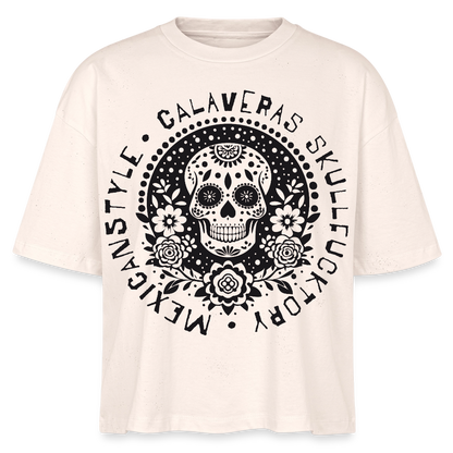 Sugar Skull Black Design – Frauen Boxy Bio-T-Shirt - Natur