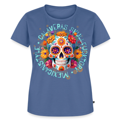 Sugar Skull Blumen Design – Frauen Premium T-Shirt - Taubenblau