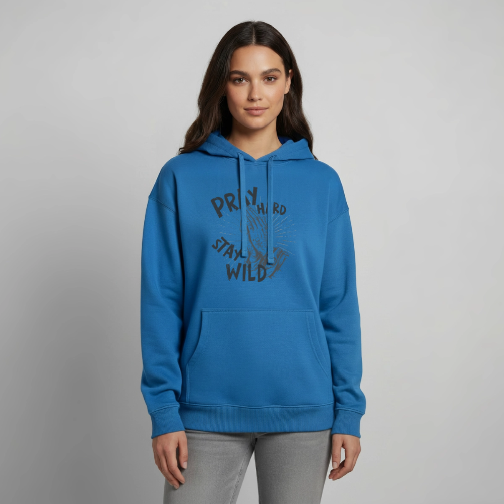 Pray Hard Design – Oversized Unisex Hoodie - Achtsames Blau