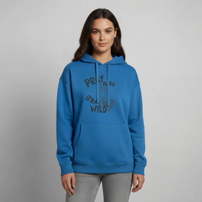 Pray Hard Design – Oversized Unisex Hoodie - Achtsames Blau
