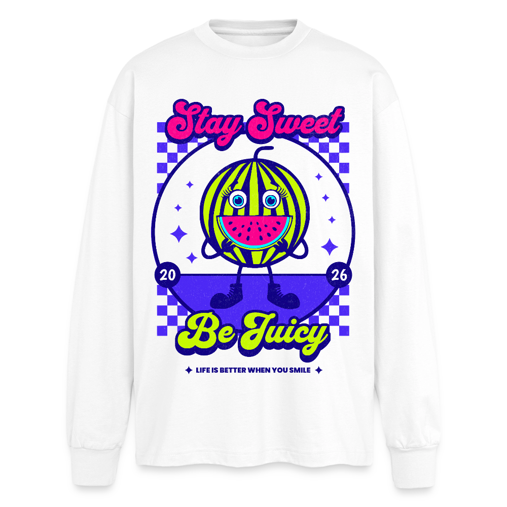 Stay Sweet Design – Oversized Langarmshirt - Weiß