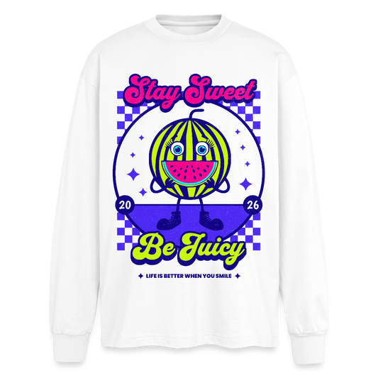Stay Sweet Design – Oversized Langarmshirt - Weiß