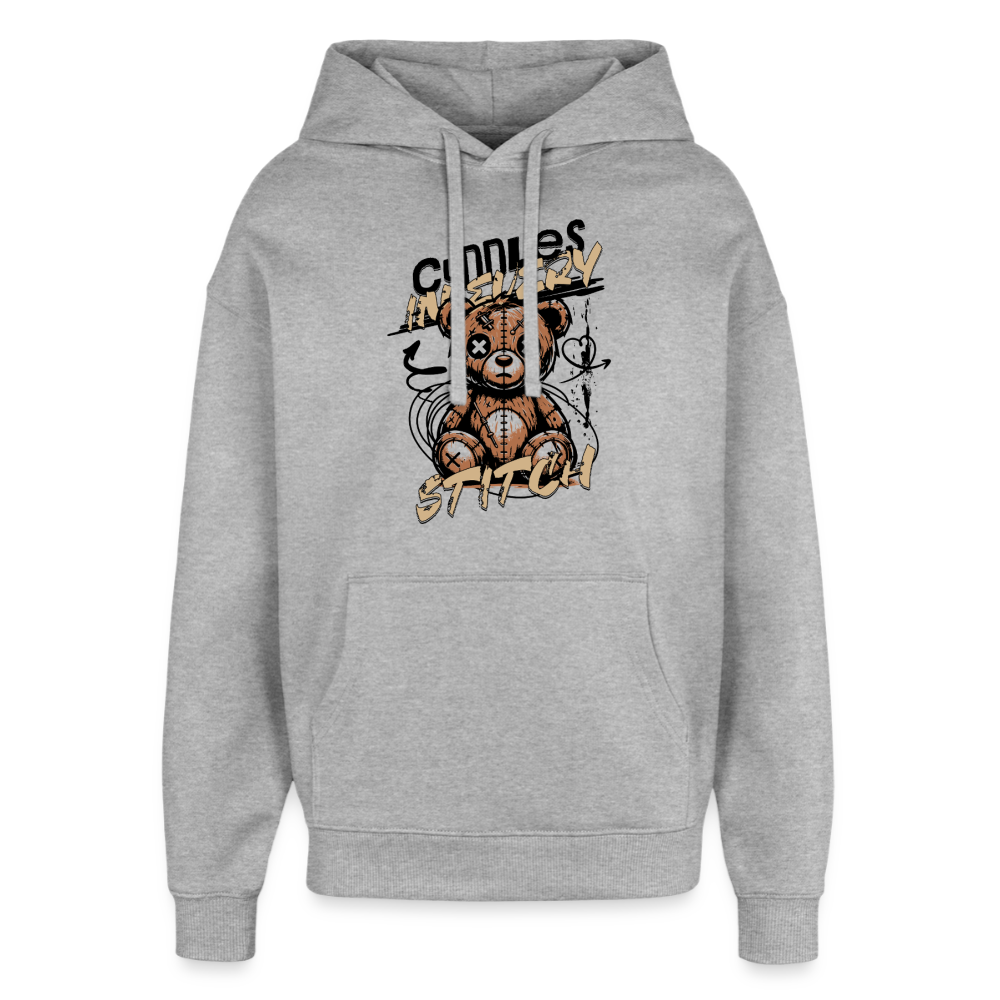 Bear Design – Oversized Unisex Hoodie - Grau meliert