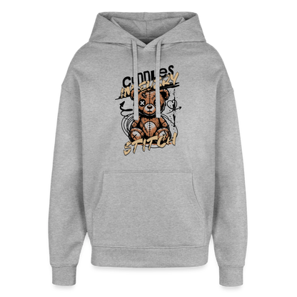 Bear Design – Oversized Unisex Hoodie - Grau meliert