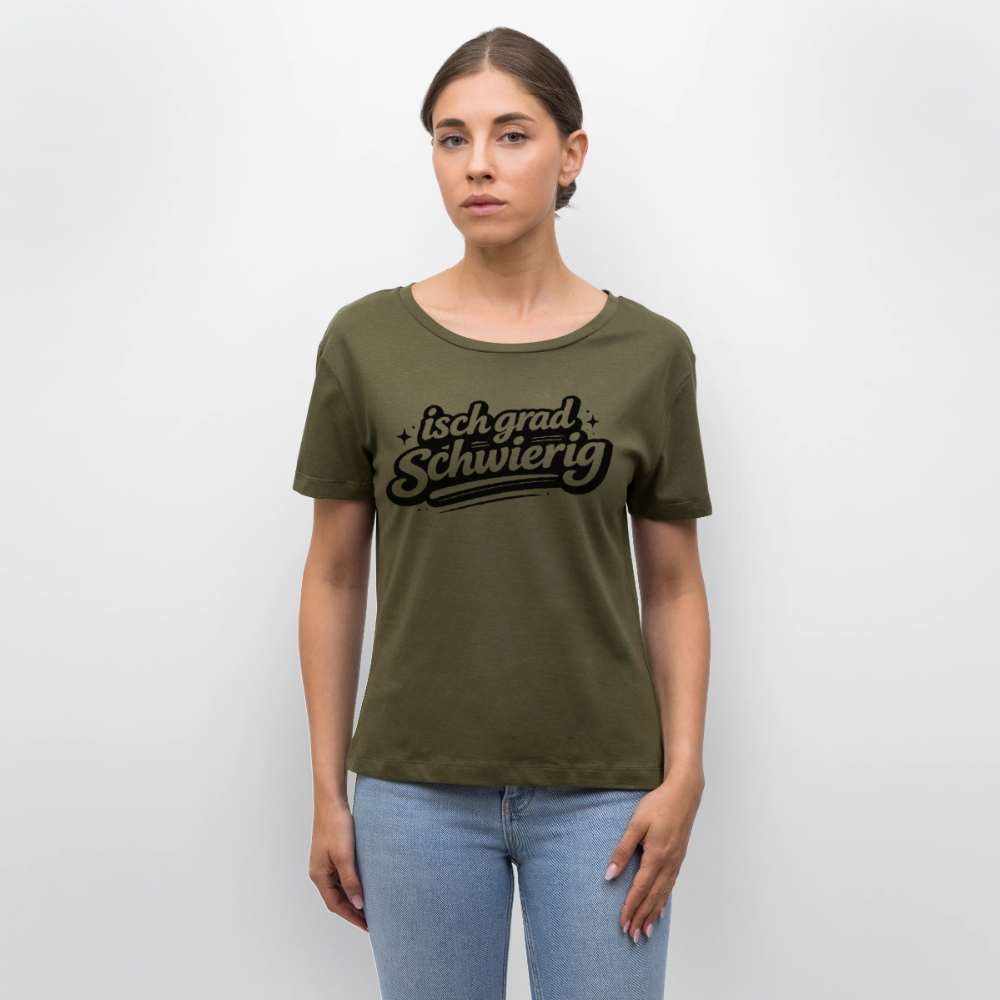 isch grad schwierig Design – Rundhals Frauen Bio-T-Shirt - Khaki