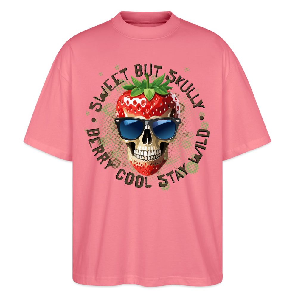 Strawberry Skull Design – Oversized Unisex Bio T-Shirt - Pink 