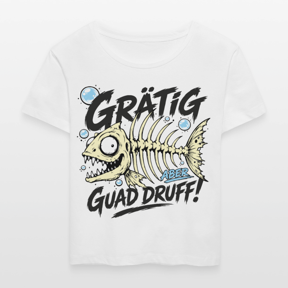 Fischskelett Grätig Design –  Rundhals Frauen Bio-T-Shirt - Weiß