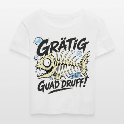 Fischskelett Grätig Design –  Rundhals Frauen Bio-T-Shirt - Weiß