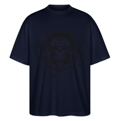 Sugar Skull Black Design - Oversized Unisex Bio T-Shirt - Navy