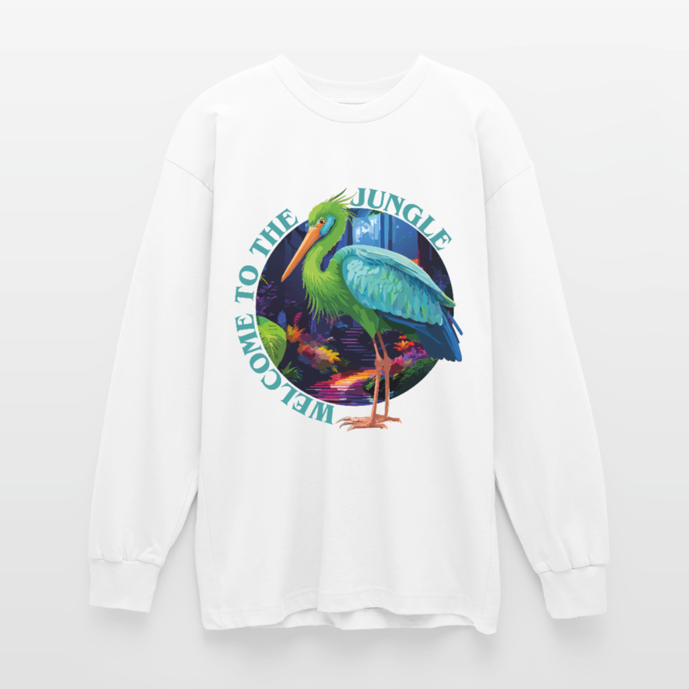 Jungle Design – Oversized Langarmshirt - Weiß
