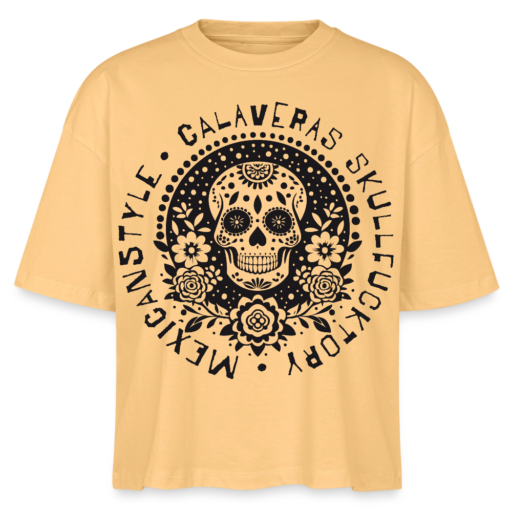 Sugar Skull Black Design – Frauen Boxy Bio-T-Shirt - Mispel