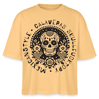 Sugar Skull Black Design – Frauen Boxy Bio-T-Shirt - Mispel