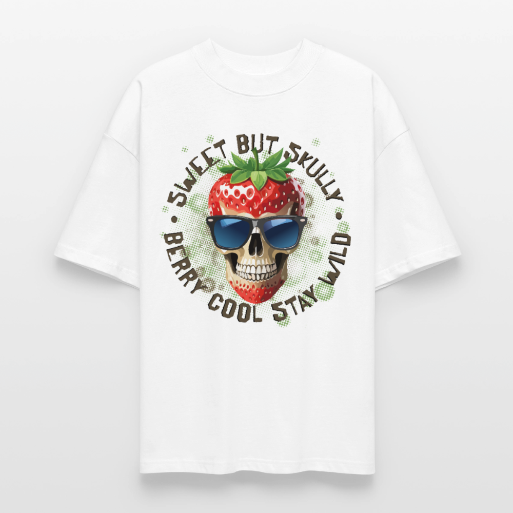 Strawberry Skull Design – Oversized Unisex Bio T-Shirt - Weiß