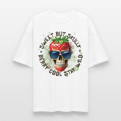 Strawberry Skull Design – Oversized Unisex Bio T-Shirt - Weiß