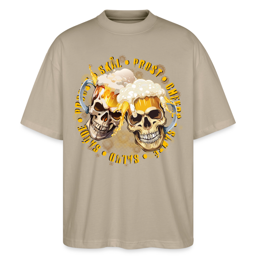 Party Skull Design – Oversized Unisex Bio T-Shirt - Steingrau
