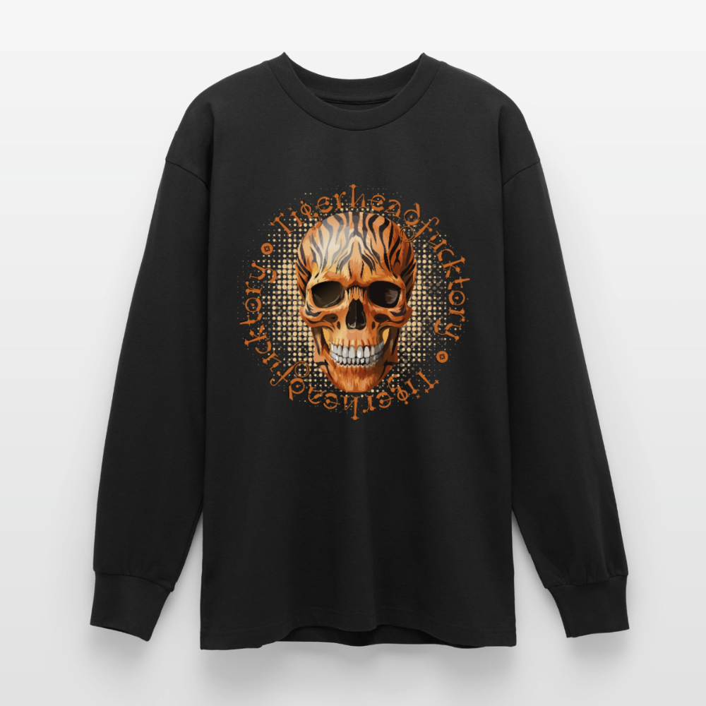 Tiger Skull Design – Oversized Langarmshirt - Schwarz