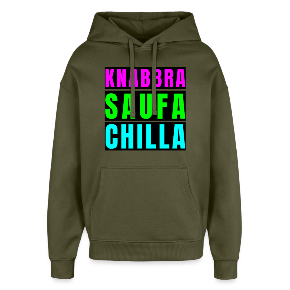 Knabbra Saufa Chilla – Oversized Unisex Hoodie - Khaki