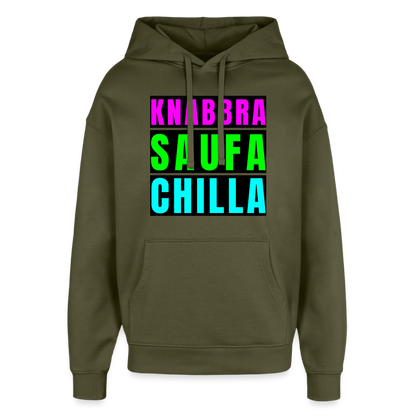 Knabbra Saufa Chilla – Oversized Unisex Hoodie - Khaki