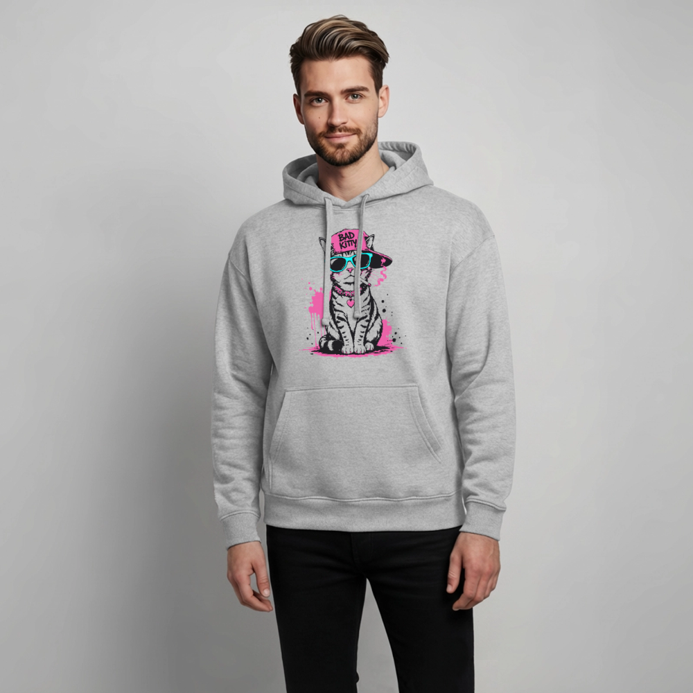 Bad Kitty Design – Oversized Unisex Hoodie - Grau meliert