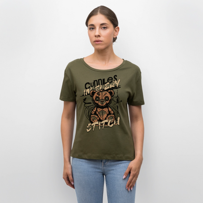 Bear Design – Rundhals Frauen Bio-T-Shirt - Khaki