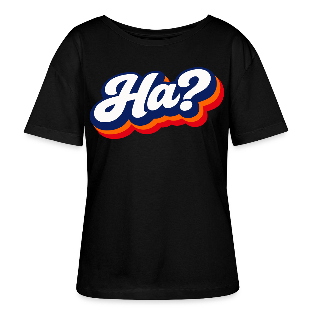 Ha? Design – Rundhals Frauen Bio-T-Shirt - Schwarz