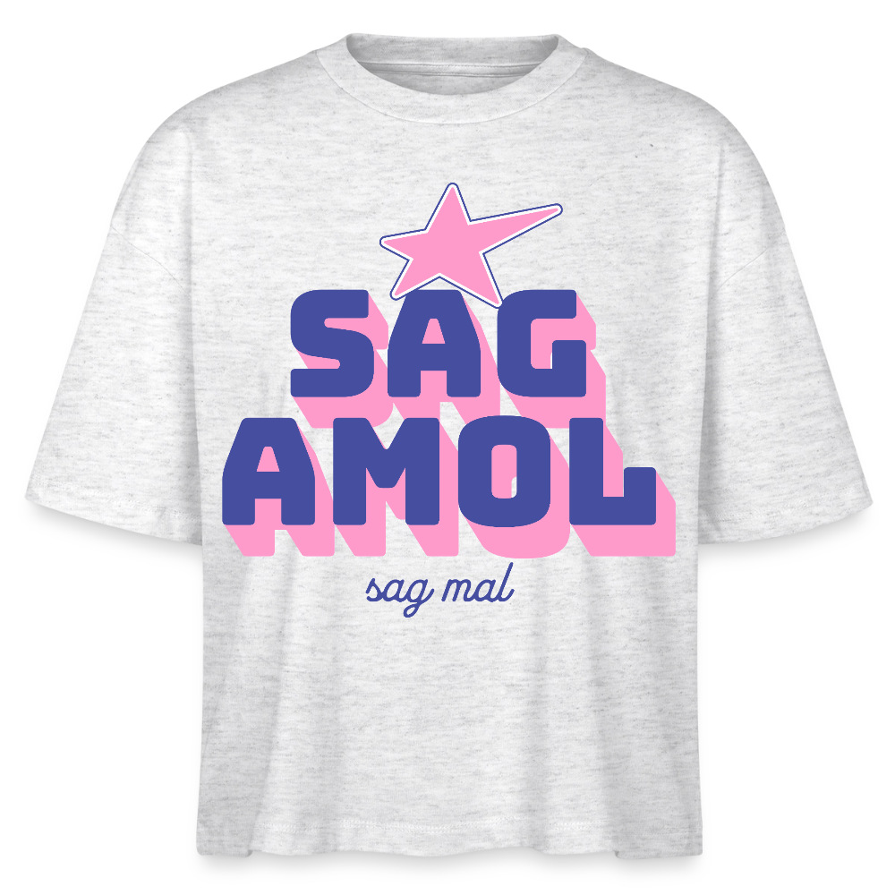 Sagamol Design – Frauen Boxy Bio-T-Shirt - Weiß meliert