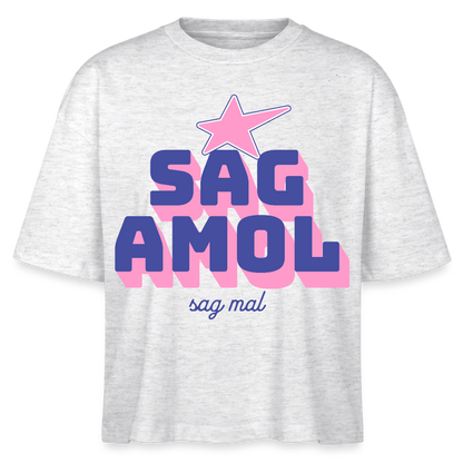 Sagamol Design – Frauen Boxy Bio-T-Shirt - Weiß meliert