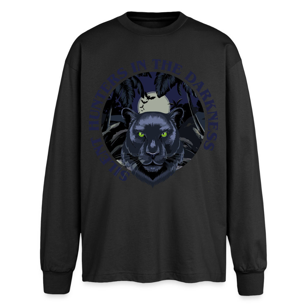 Silent Hunter Design – Oversized Langarmshirt - Schwarz