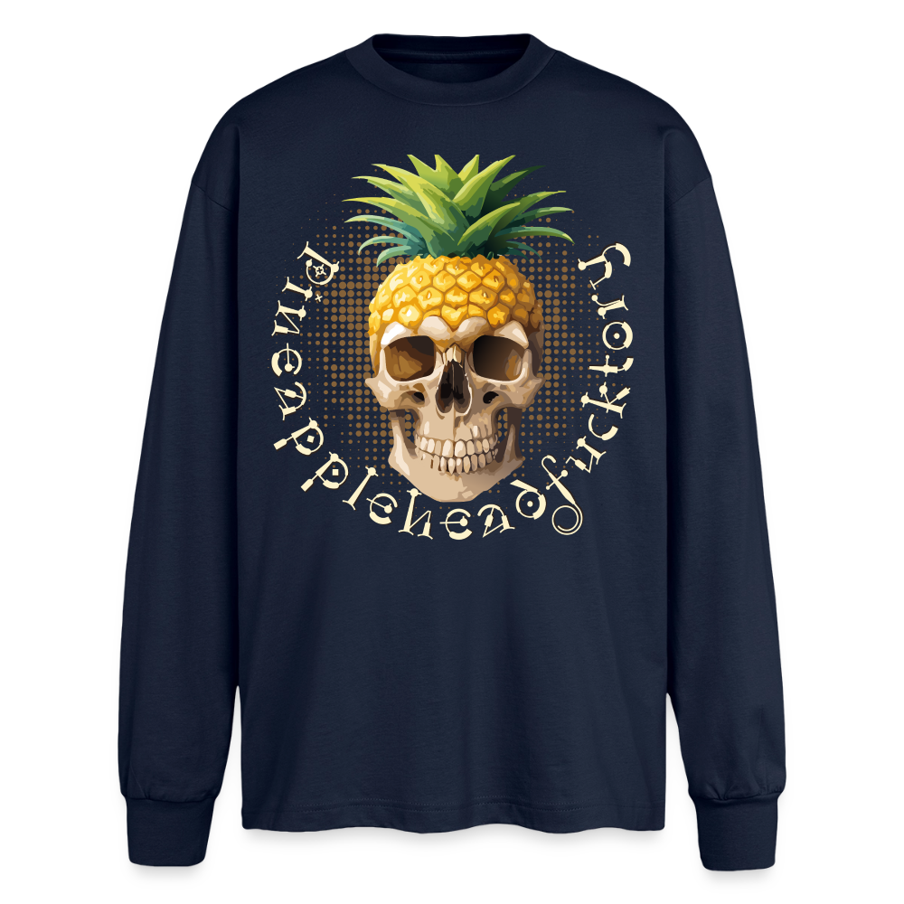 Pineapple Skull Design - Oversized Langarmshirt - Navy