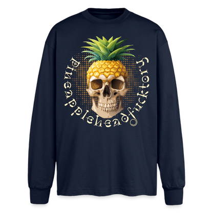 Pineapple Skull Design - Oversized Langarmshirt - Navy