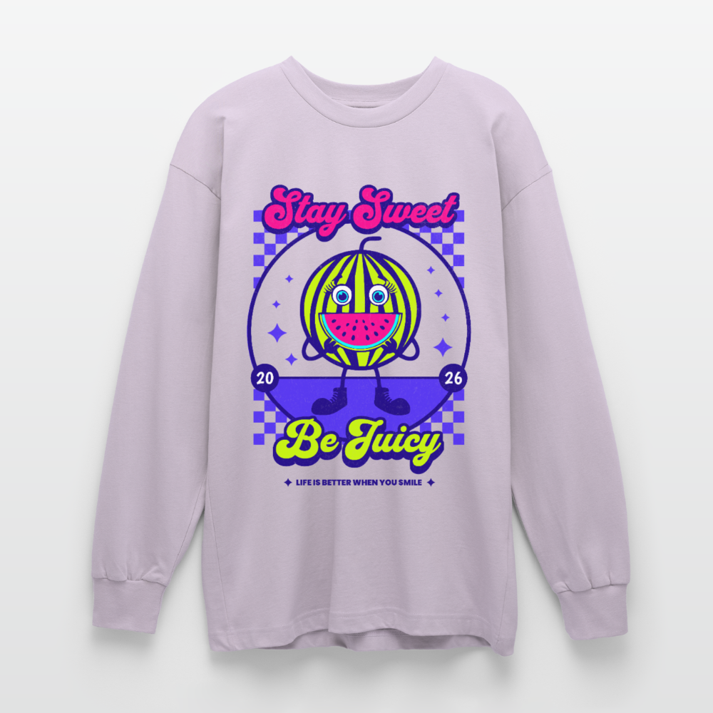 Stay Sweet Design – Oversized Langarmshirt - verblasstes Lila