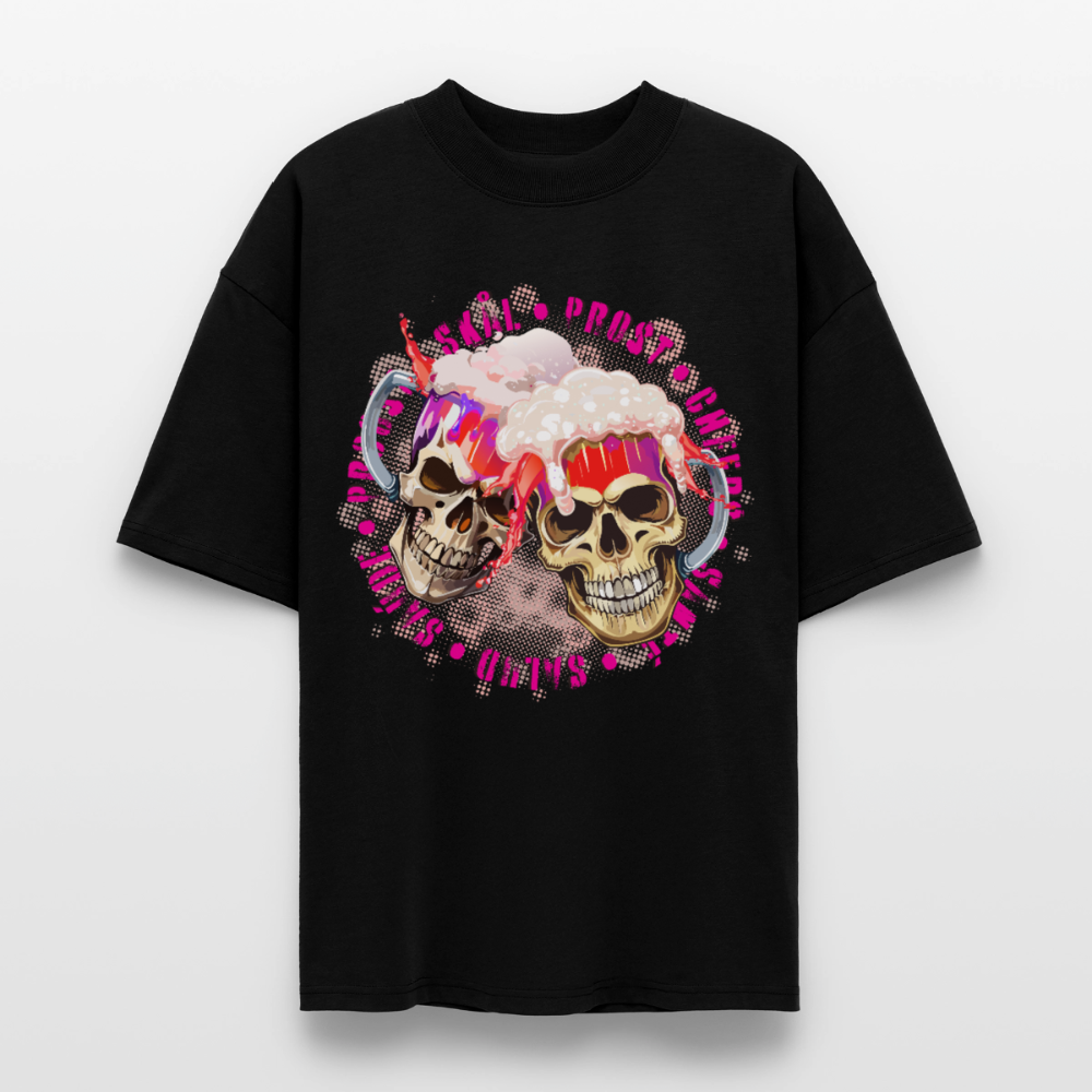 Party Skull Design Pink – Oversized Unisex Bio T-Shirt - Schwarz
