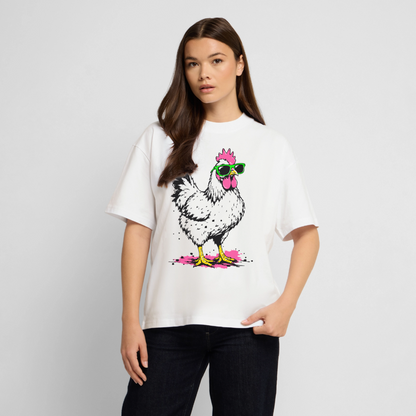 Street Chicken Design – Oversized Unisex Bio T-Shirt - Weiß