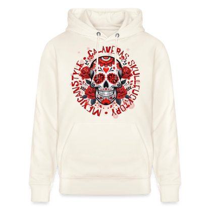 Sugar Skull Rosen Design - Unisex Bio-Hoodie - Naturweiß 