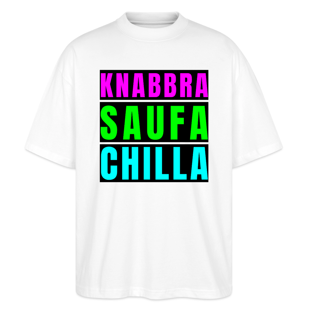 Knabbra Saufa Chilla Design – Oversized Unisex Bio T-Shirt - Weiß