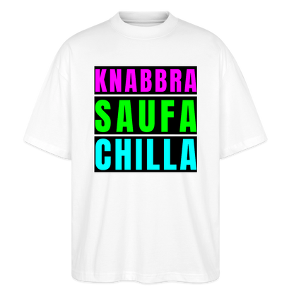 Knabbra Saufa Chilla Design – Oversized Unisex Bio T-Shirt - Weiß