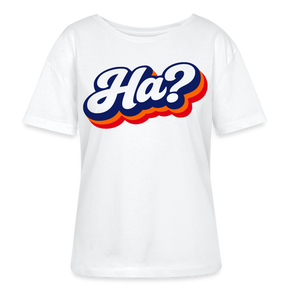 Ha? Design – Rundhals Frauen Bio-T-Shirt - Weiß