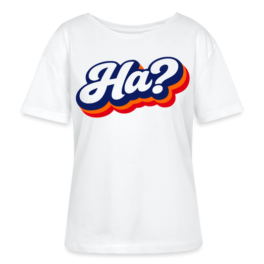 Ha? Design – Rundhals Frauen Bio-T-Shirt - Weiß