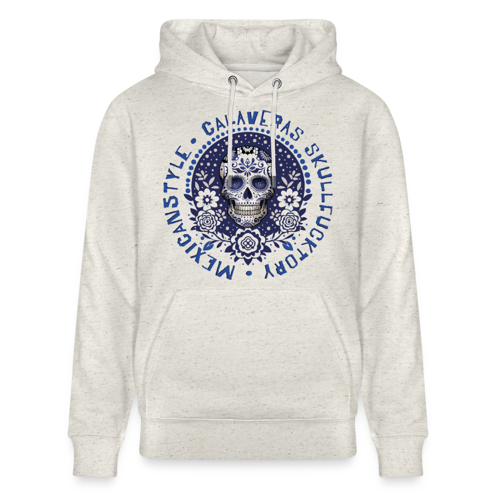Sugar Skull Blau Design – Unisex Bio-Hoodie - Beige meliert