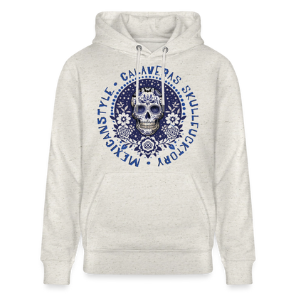 Sugar Skull Blau Design – Unisex Bio-Hoodie - Beige meliert